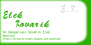 elek kovarik business card