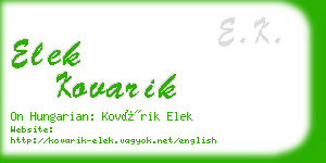 elek kovarik business card